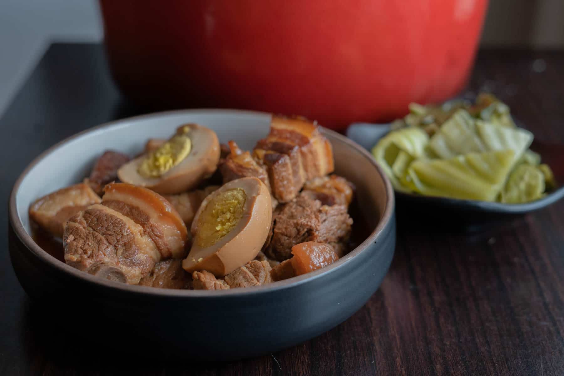 Vietnamese Braised Pork Belly in Coconut Sauce or Thit Kho Trung