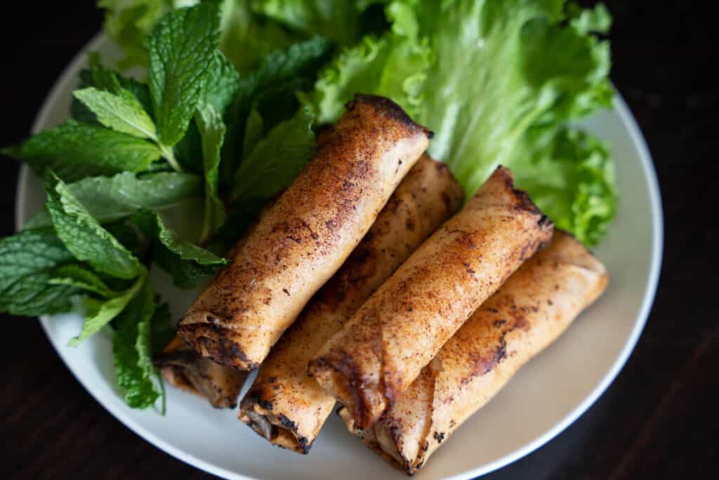 Vietnamese Eggrolls with lettuce and herbs
