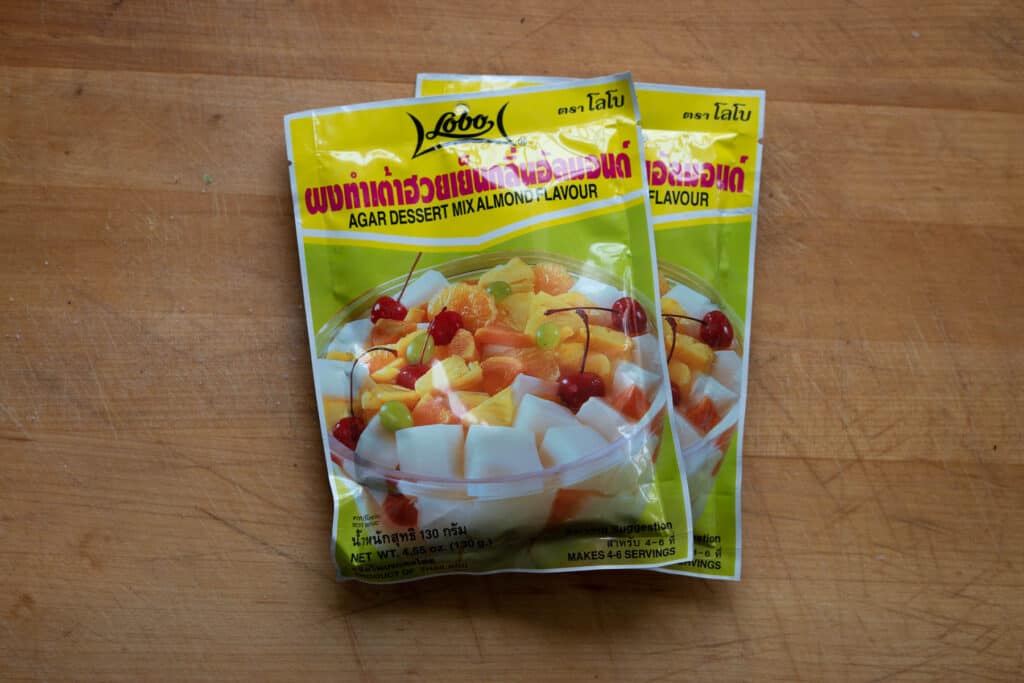 Package of Agar Dessert Mix with Almond Flavor. 